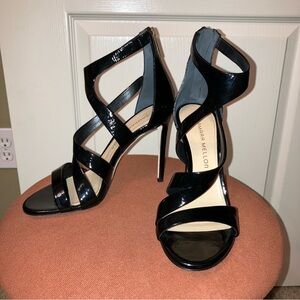 TAMARA MELLON Heels STRAPPY Black PATENT LEATHER-Sz 8 (EU 38) Made in Italy NEW!
